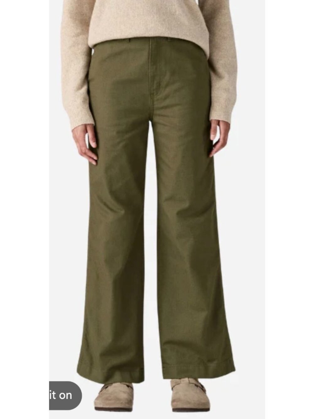 Patagonia Organic Cotton Canvas Pants Women 8 Green Wide Leg Work Gorpcore Chore